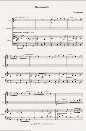 Barcarolle” Original For Flute, Bassoon and Piano.