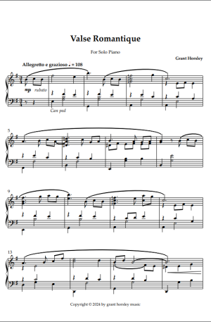 Valse Romantique Original for Solo Piano.