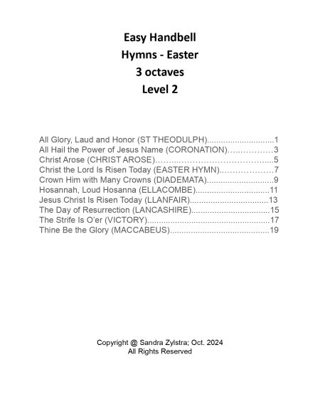 Easy Handbell Hymns Easter 3 octave handbells cover page 00031