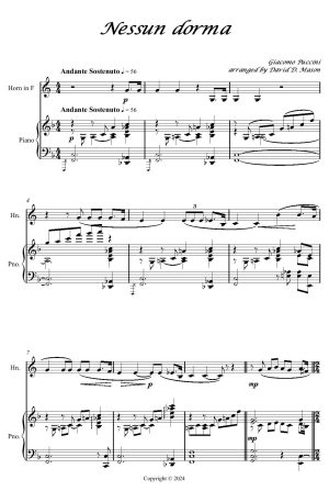 Nessun dorma – French Horn+Piano