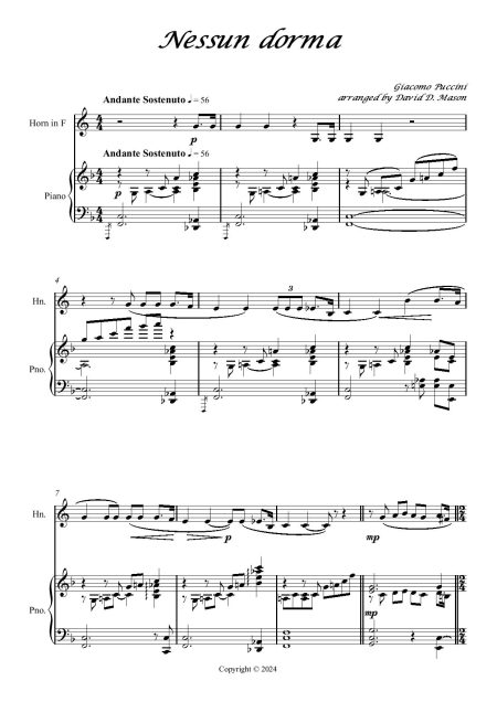 Nessun dorma French Horn Score and parts page 002