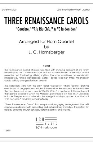 Three Renaissance Carols for Horn Quartet