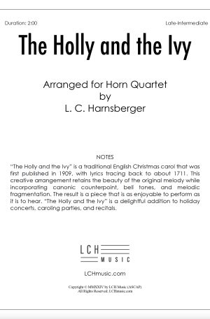 The Holly and the Ivy for Horn Quartet