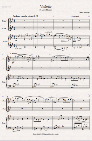 Violette. (A Love Theme) Original for Flute Duet and Piano.