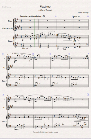 Violette. (A Love Theme). Original for Flute, Clarinet and Piano.