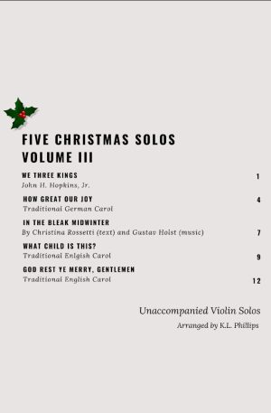 Five Christmas Solos – Unaccompanied Violin (Volume 3)