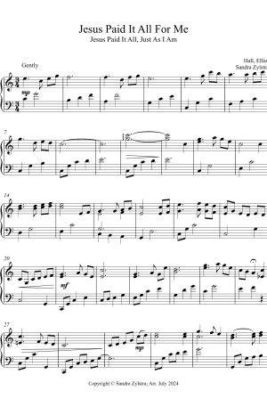 Jesus Paid It All For Me – Intermediate Piano Solo