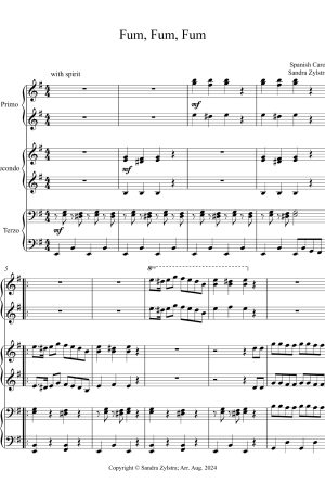 Fum, Fum, Fum -intermediate piano trio -1 piano, 6 hand