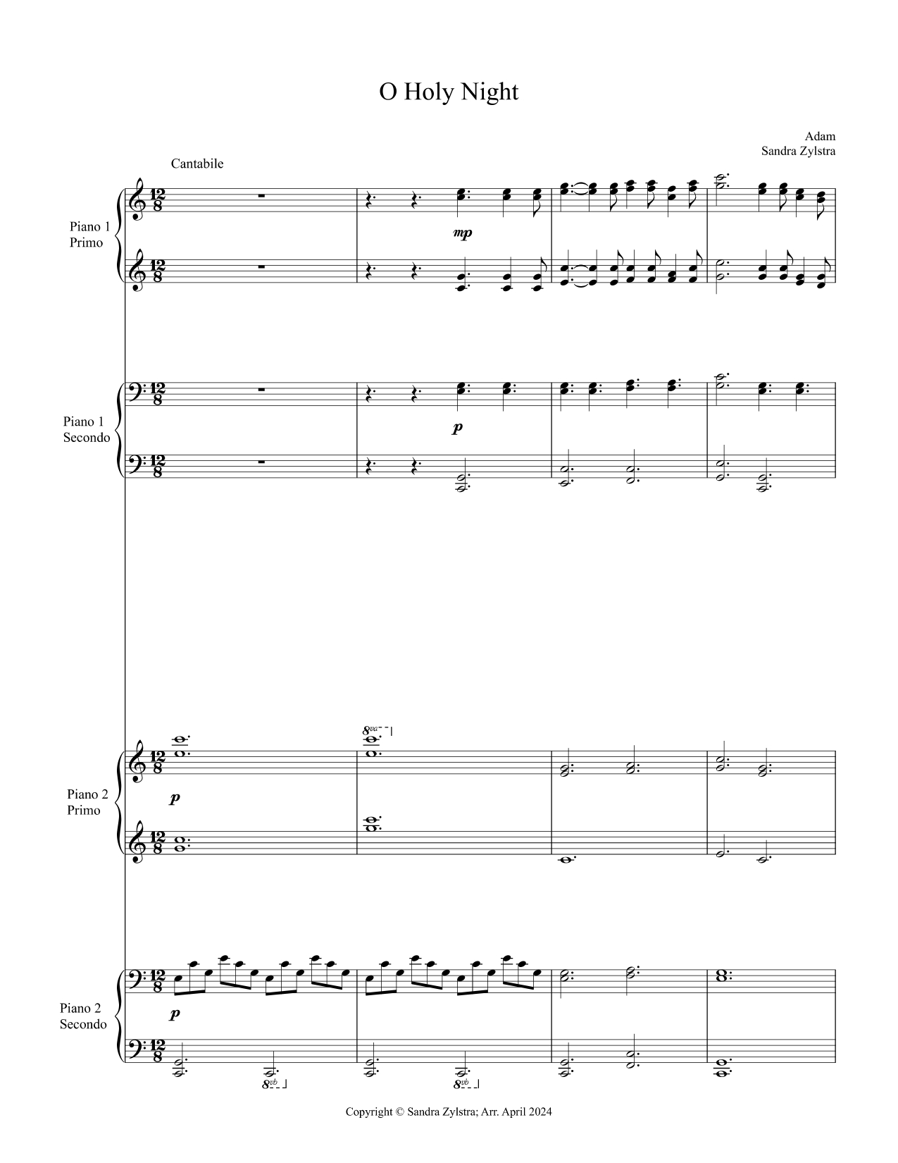O Holy Night -2 piano, 8 hand duet - Image 2