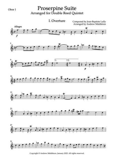 Proserpine Suite for double reed Score and parts 2