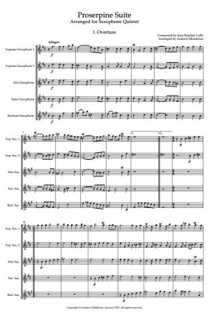 Proserpine Suite arranged for Saxophone Quintet