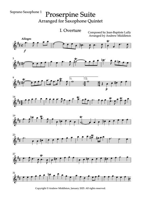 Proserpine Suite for Sax quintet Score and parts 2