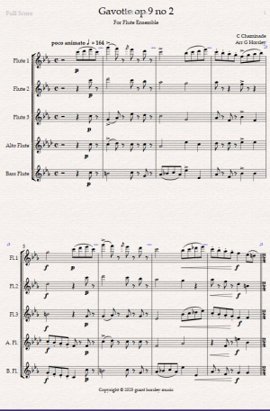 Gavotte op 9 no 2 (C. Chaminade) For Flute Ensemble.