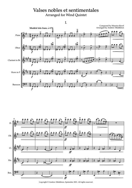 Valse Nobles Score and parts 1