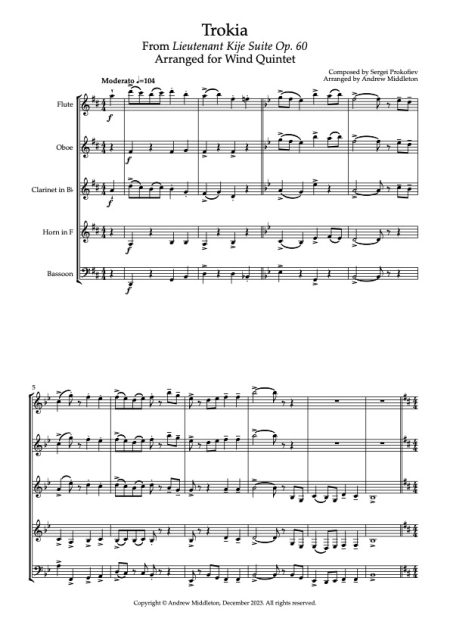 Trokia for Wind Quartet Full Score 1