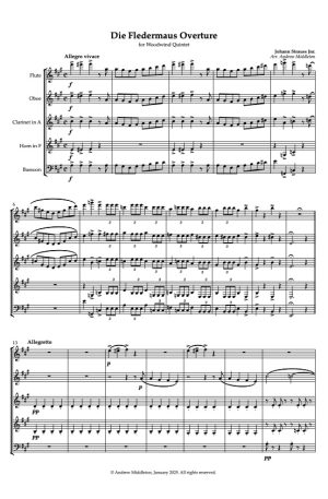 Die Fledermaus Overture arranged for Wind Quintet