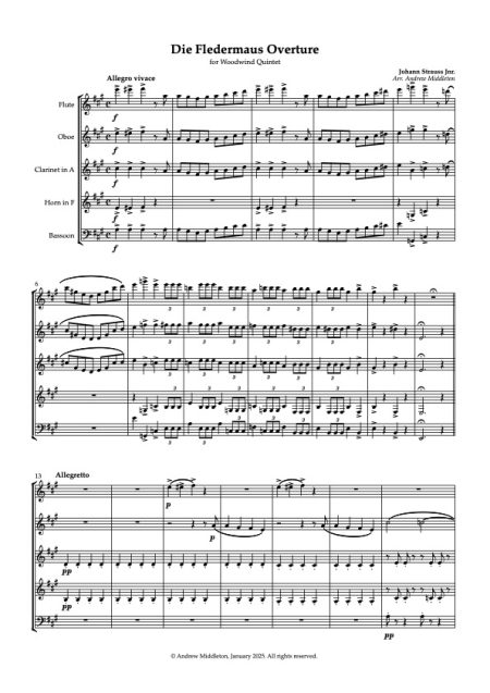 Fledermaus Overture WW5 Full Score