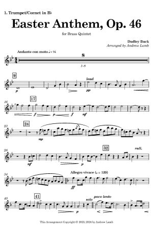 Easter Anthem, Op. 46 (for Brass Quintet)