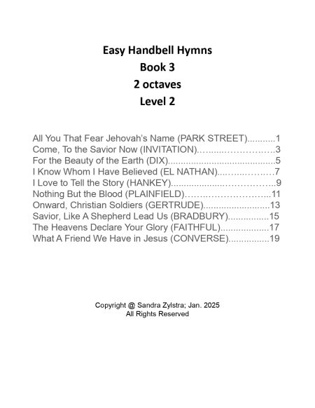 Easy Handbell Hymns -Book 3 (3 octave handbell hymns) - Image 2