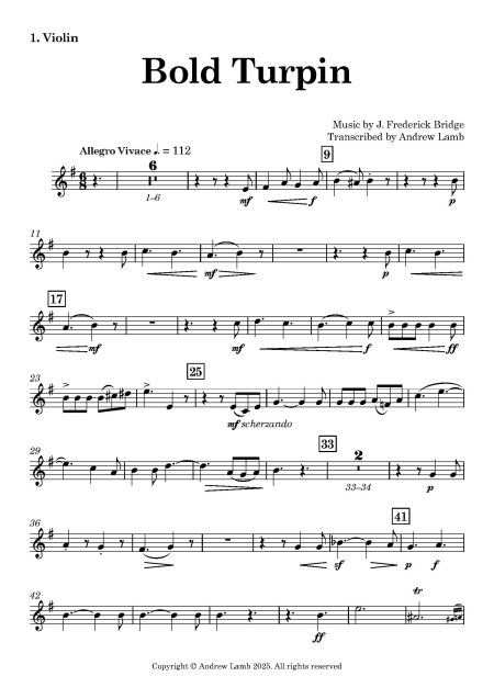 J. Frederick Bridge | Bold Turpin | for String Quartet - Image 2