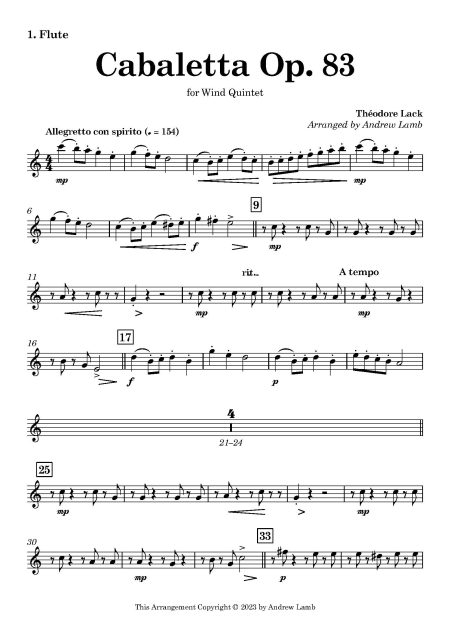 Théodore Lack | Cabaletta, Op. 83 | Wind Quintet - Image 2