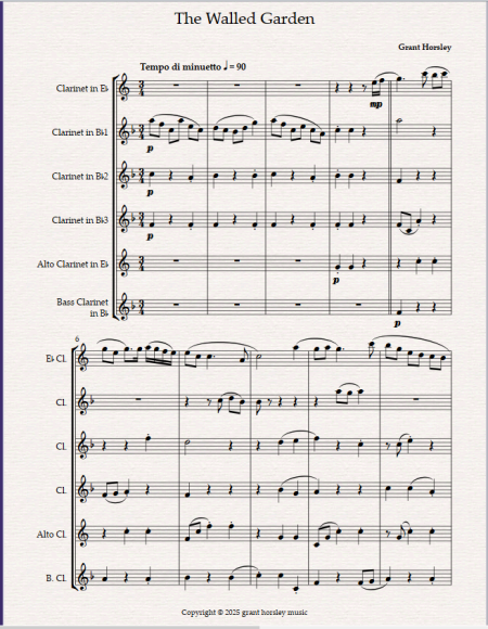The Walled Garden.(A Modern Minuet) for Clarinet Choir. - Image 2