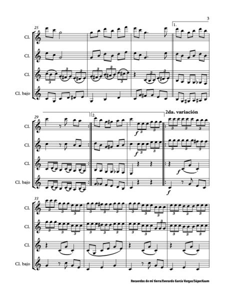 MEMORIES OF MY LAND Clarinet Quartet - Composition by Everardo García - Image 4