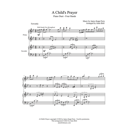 A Child's Prayer - Intermediate Piano Duet - Image 3