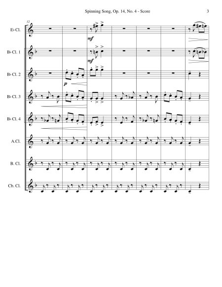 Spinning Song, Op. 14, No. 4 for Clarinet Choir - Image 4