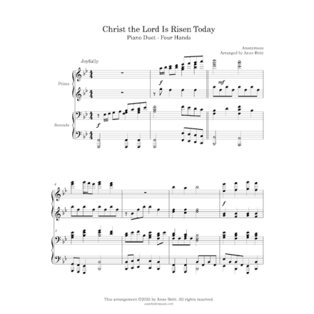 Christ the Lord Is Risen Today - Intermediate Piano Duet - Image 3