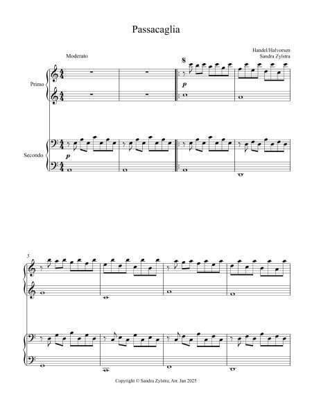 Passacaglia (intermediate piano duet, 1 piano/4 hands) - Image 2