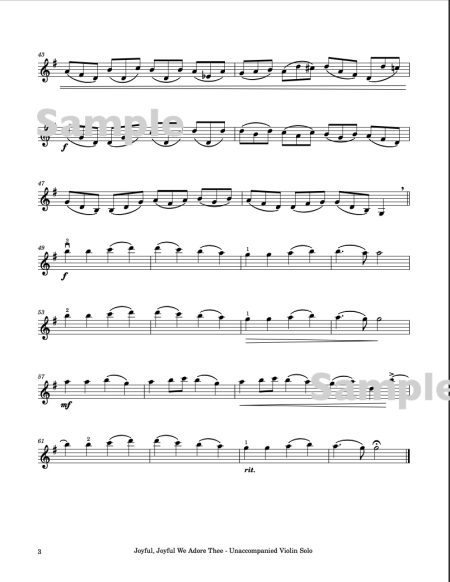 Joyful, Joyful We Adore Thee - Unaccompanied Violin Solo - Image 3