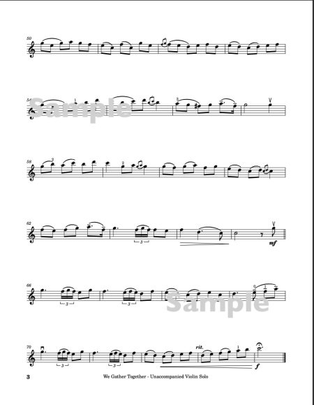 We Gather Together (We Praise You, O God) - Unaccompanied Violin Solo - Image 3
