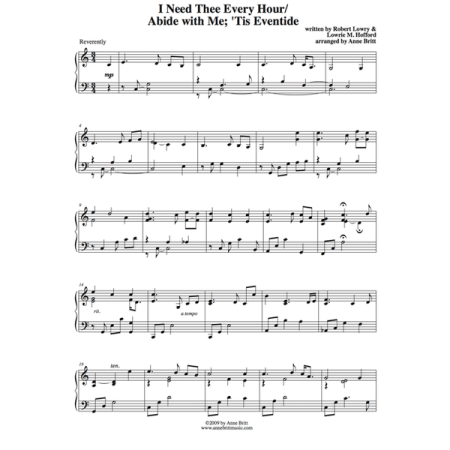 I Need Thee Every Hour/Abide With Me; 'Tis Eventide - Intermediate Piano Solo - Image 2