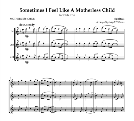 Sometimes I Feel Like a Motherless Child, for Flute Trio - Image 2