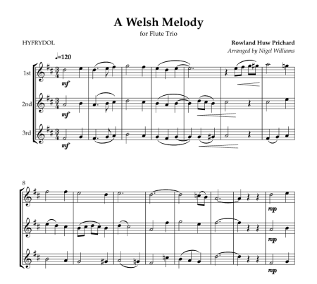 A Welsh Melody, for Flute Trio