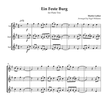 Ein Feste Burg, for Flute Trio
