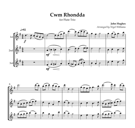 Guide Me, O Thou Great Jehovah, for Flute Trio
