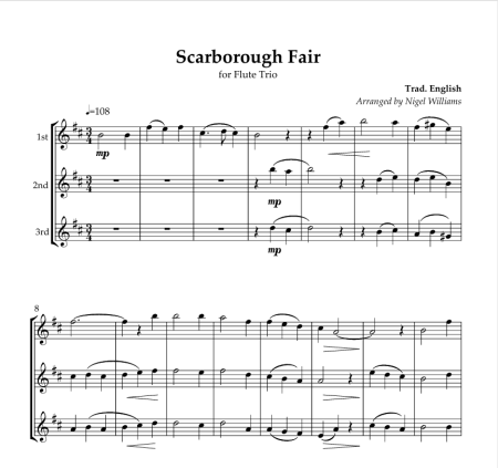 Scarborough Fair, for Flute Trio