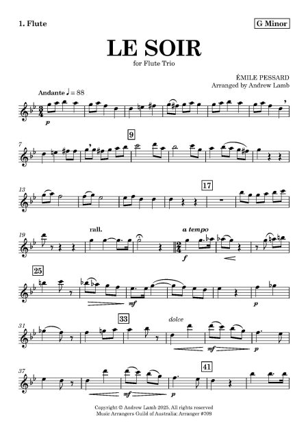 Émile PESSARD | Le Soir | for Flute Trio - Image 2