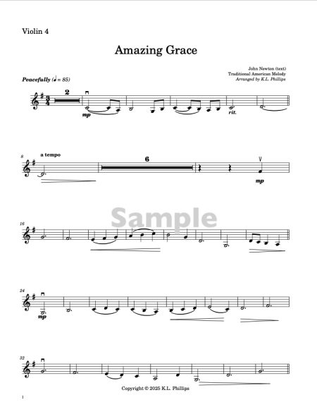 Amazing Grace - Violin Quartet with Piano Accompaniment - Image 6