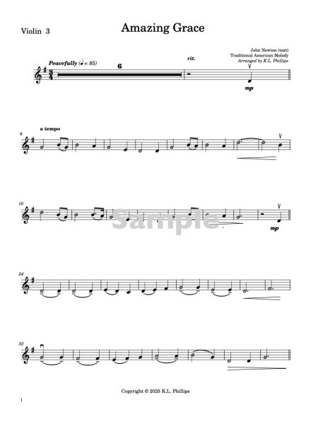 Amazing Grace - Violin Quartet with Piano Accompaniment - Image 5