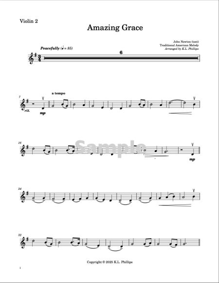 Amazing Grace - Violin Quartet with Piano Accompaniment - Image 4