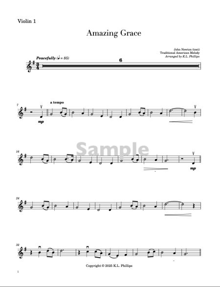 Amazing Grace - Violin Quartet with Piano Accompaniment - Image 3