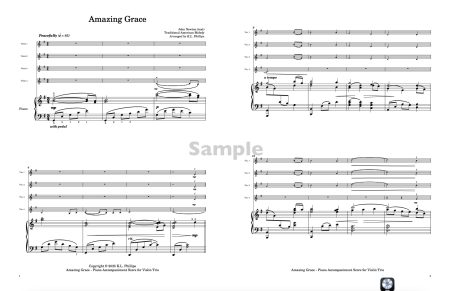 Amazing Grace - Violin Quartet with Piano Accompaniment - Image 2