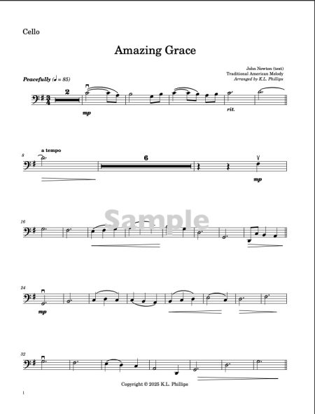 Amazing Grace - String Quartet with Piano Accompaniment - Image 6