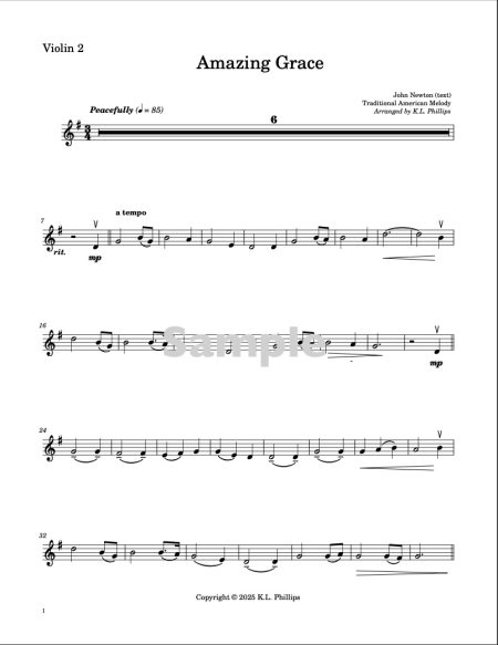 Amazing Grace - String Quartet with Piano Accompaniment - Image 4