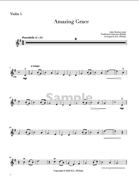 Amazing Grace - String Quartet with Piano Accompaniment - Image 3