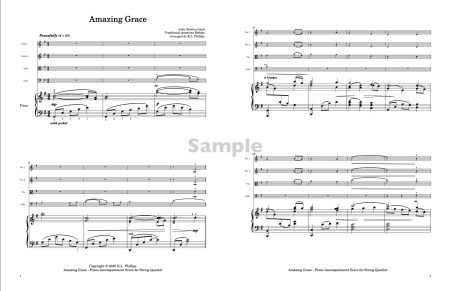 Amazing Grace - String Quartet with Piano Accompaniment - Image 2