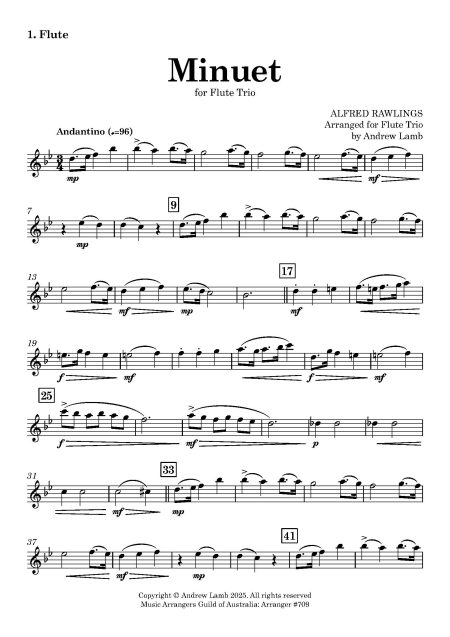 Alfred RAWLINGS | Minuet | for Flute Trio - Image 2